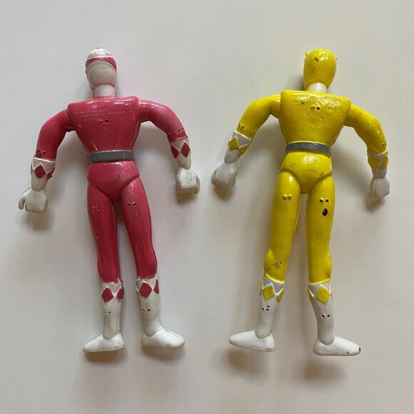 Mighty Morphin Power Rangers Pink and Yellow Bendy Action Figure 1993 Saban - Picture 3 of 3